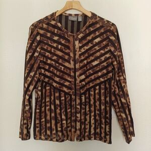 Travelers‎ by Chico's Women's Coverup Top Size 2 Large Cardigan Leopard Print